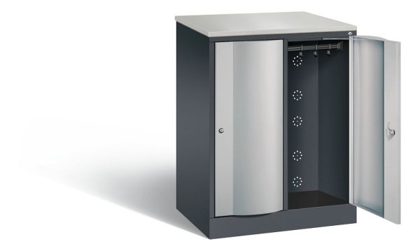 C+P garderobekast Resisto, H1077xW772xD540mm, kleur: zwart-grijs/wit aluminium, 8271-272 S10062