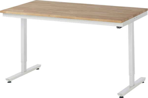 RAU werktafel serie adlatus 150 (elektrisch in hoogte verstelbaar), massief beuken werkblad, 1500x720-1120x800 mm, 08-AT-150-080-B