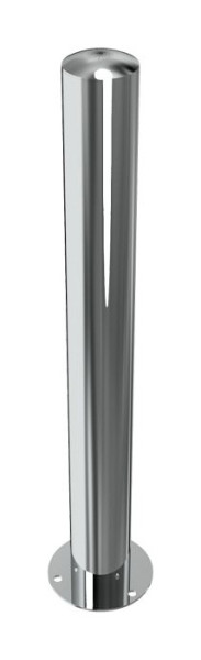 Schake RVS paal Ø 102 mm, stationair, voor plugbevestiging met voetplaat Ø 180 x 6 mm, zonder slot, zonder oog, 40103P