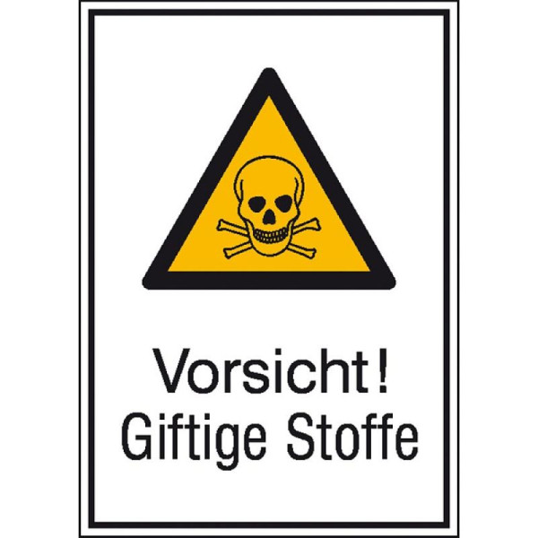 Steen HGS combinatiebord met waarschuwingsbord en extra tekst Let op! Giftige stoffen, 131 x 185 mm / film, zelfklevend, 21.0408