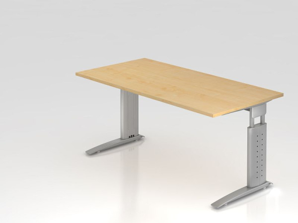 Hammerbacher bureau C-poot 160x80cm esdoorn/zilver, werkhoogte 68-86 cm verstelbaar, VUS16/3/S