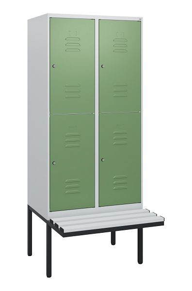 C+P dubbeldekskast Classic PLUS, 2 compartimenten, 1950x800x815mm, 7035/6011, cilindersloten, zwevende zitting, 0803405-22 S10081