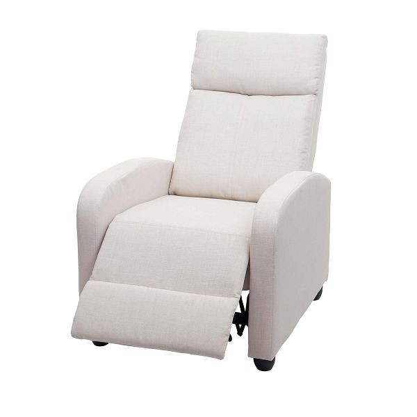 Mendler TV-fauteuil HWC-F76, relaxfauteuil, loungestoel, ligfunctie verstelbare stof/textiel, creme, 70461