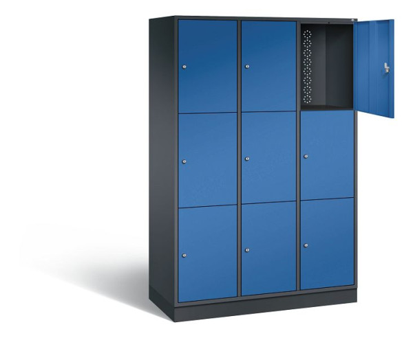 C+P XL lockerkast Intro, H1950xW1220xD490mm, kleur: zwartgrijs / gentiaanblauw, 8370-302 S10105