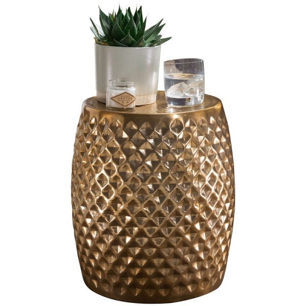 Wohnling bijzettafel SITA 32 x 42 x 32 cm aluminium goud oosters rond, WL5.450