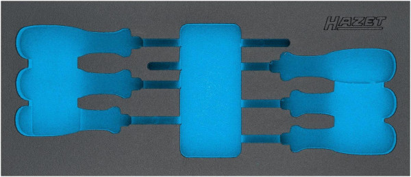 Hazet 2-componenten zacht schuim inleg, voor 163-522/6 Afmetingen / lengte: 392 mm x 172 mm Organisatiesysteem maat: 1/3+ (172 x 392 mm), 163-522L