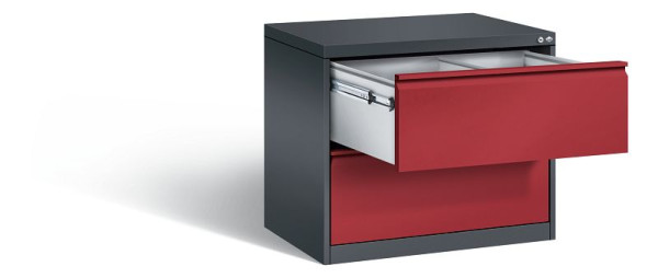 C+P hangarchiefkast Acurado, H733xW787xD590mm, kleur: zwartgrijs/robijnrood, stuurstang, 12912-312 S10048