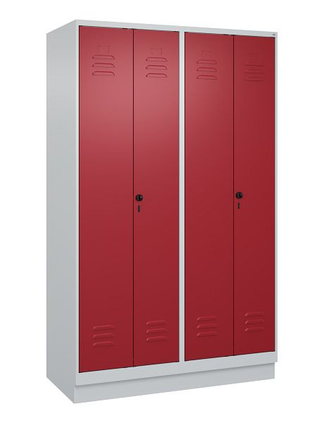 C+P Umkleidespind Classic PLUS SW, Sockel, 4 Abteile, 1950x1200x500mm, 7035/3003, Drehriegel, 080022-40 S10001