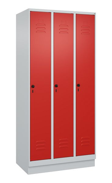 C+P Umkleidespind Classic PLUS, Sockel, 3 Abteile, 1950x900x500mm, 7035/3020, Drehriegel, 080020-30 S10002