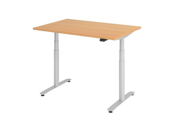 Hammerbacher zit-sta bureau elektrisch 120x80cm beuken/zilver, VXDLR12/6/S
