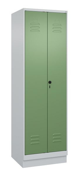 C+P Umkleidespind Classic PLUS SW, Sockel, 2 Abteile, 1950x600x500mm, 7035/6011, Drehriegel, 080022-20 S10006