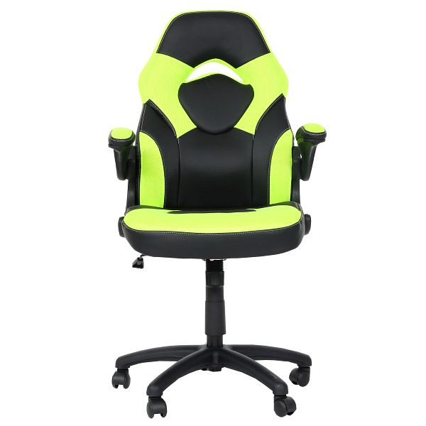 Mendler HWC-K13 bureaustoel, draaibare gamestoel, ergonomisch, verstelbare armleuningen, imitatieleer, zwart-groen, 87586