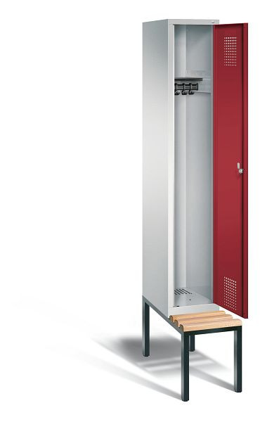 C+P Evolo garderobe, H2090xW320xD815mm, kleur: lichtgrijs/robijnrood, 48050-10 S10077