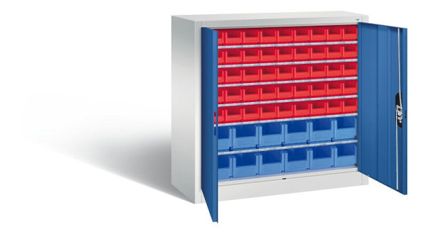 C+P tijdschriftenkast serie 13, H1000xB1000xD420mm, kleur: lichtgrijs/gentiaanblauw, verzonken handgreep, 133944-25 S10017