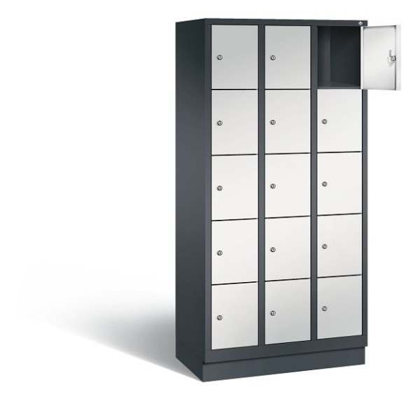 C+P lockerkast Evolo, H1800xB900xD500mm, kleur: zwartgrijs/lichtgrijs, 48020-305 S10020