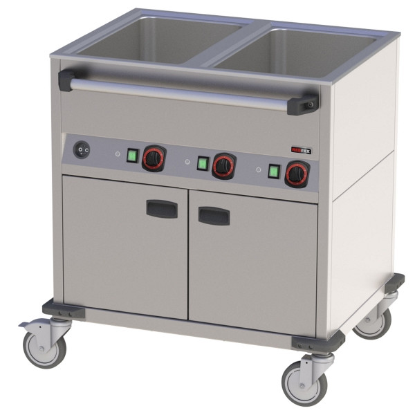 A&S Gastro Bain-Marie wagen verrijdbaar 2x GN 1/1, 850x700x900 mm, 230 V 2,2 kW, BMPD 2120 CSH