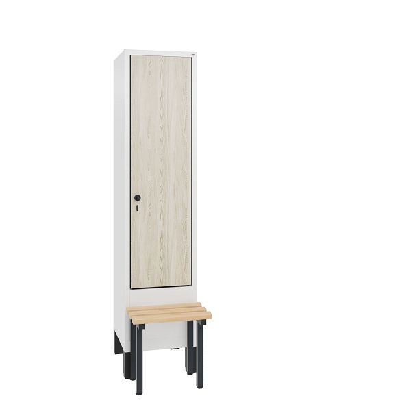 C+P locker Evolo, 1 compartiment, H1850B420T815 mm, Wit/HPL essen, 48030-12 S10312