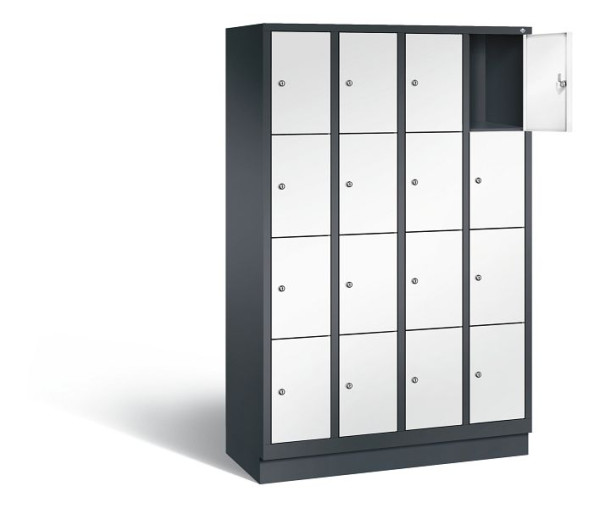 C+P lockerkast Evolo, H1800xB1190xD500mm, kleur: zwartgrijs / verkeerswit, 48020-404 S10178