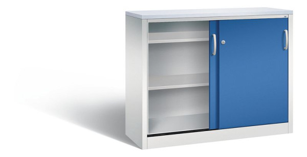 C+P dressoir met schuifdeuren Acurado, H1000xB1200xD400mm, kleur: lichtgrijs/gentiaanblauw, beugelgreep, 2046-00 S10210