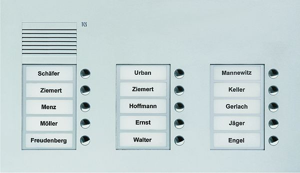 TCS audio buitenstation serie PUK 15 belknoppen (rechts uitgelijnd), 3 kolommen, UP zilver, PUK15/3-EN