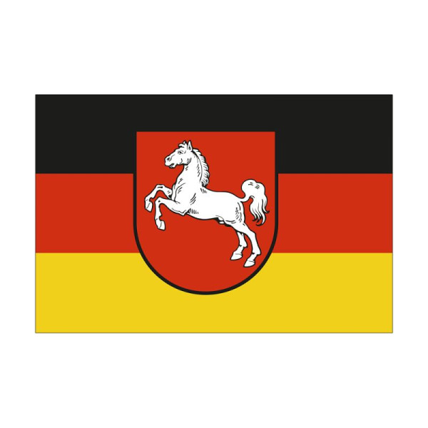 Stein HGS HGS deelstaatvlag van Nedersaksen, 150 x 250 cm (liggend formaat), met touw en lus, FlagTop 110 g/m², voor vlaggenmasten vanaf 8 m, zonder ajourzoom, 26424