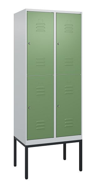 C+P dubbeldekskast Classic PLUS, frame, 2 vakken, 2120x800x500mm, 7035/6011, cilindersloten, 0803307-22 S10021