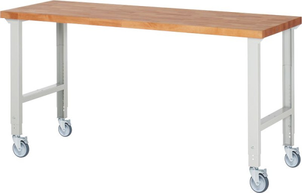 RAU verrijdbare werkbank (in hoogte verstelbaar) 7000-1, 2000x700x950-1000mm, 4 zwenkwielen, 05-7000-1-207B4H4.12