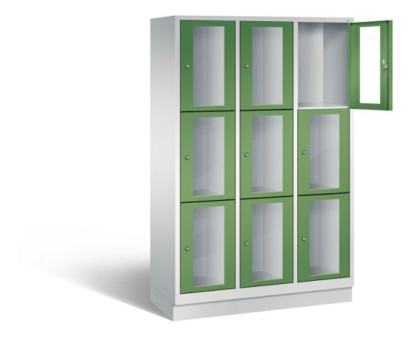 C+P lockerkast Classic, H1800xB1200xD500mm, kleur: lichtgrijs / reseda groen, 8020A323 S10004