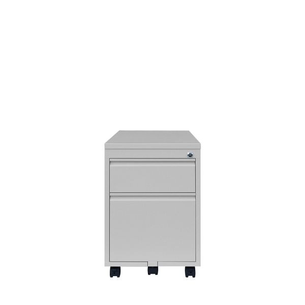 Lüllmann ClassiX rolcontainer, greeplijst voorzijde, 2 laden, 626 x 400 x 590 mm, lichtgrijs, X-505100