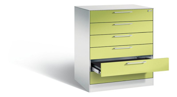 C+P archiefkast Asisto, H1010xB800xD600mm, kleur: lichtgrijs / virid groen, beugelgreep, 146243-624 S10032