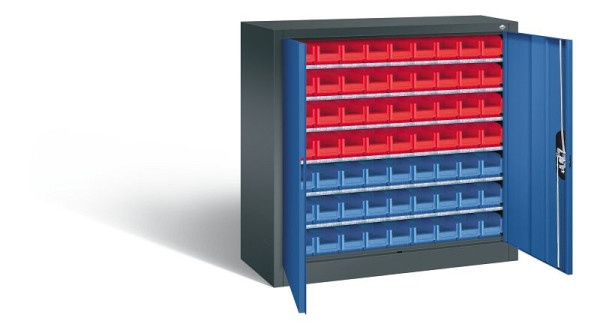 C+P tijdschriftenkast serie 13, H1000xB1000xD420mm, kleur: antracietgrijs / gentiaanblauw, 133944-24 S10005
