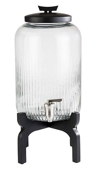 APS drankdispenser -AZIË-, Ø 24,5 cm, hoogte: 45,5 cm, 7 liter, glazen container, RVS kraan, voet en deksel, 10403