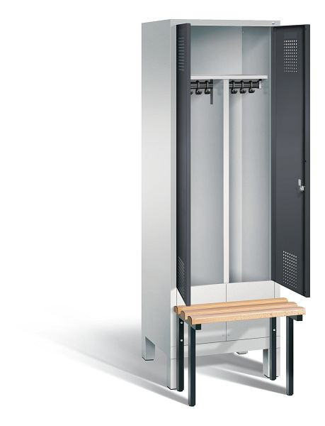 C+P zwart wit kastje Evolo, H1850xW610xD815mm, kleur: lichtgrijs / zwartgrijs, 48032-20 S10038