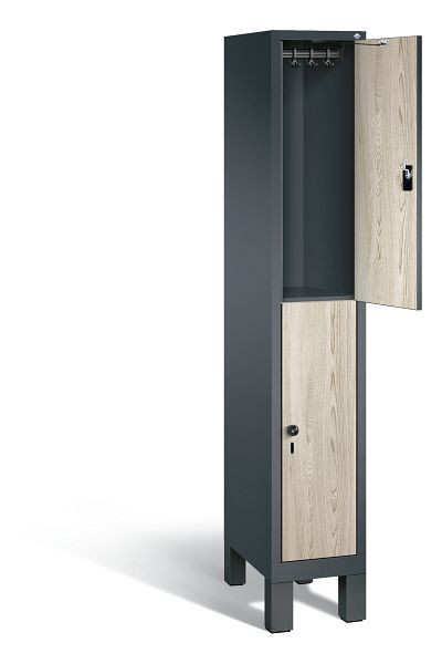 C+P locker, dubbellaags Evolo, H1850xB320xD500mm, kleur: antracietgrijs / Sen ash decor, 48310-10 S10106