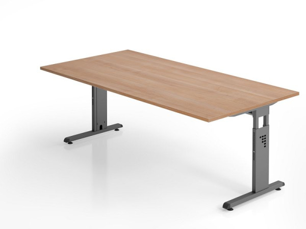 Hammerbacher bureau OS2E, 200 x 100 cm, blad: walnoot, 25 mm dik, 2 mm ABS rand, rechthoekige vorm, VOS2E/N/G