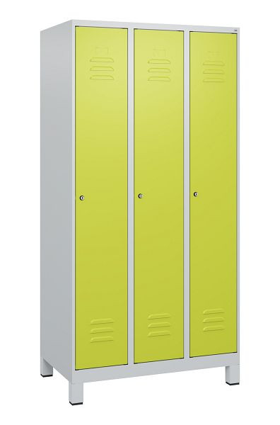 C+P luierkastje Classic PLUS met middenwand, voeten, 3 vakken, 1800x900x500mm, 7035/0024, cilindersloten, 0800107-30F S10025