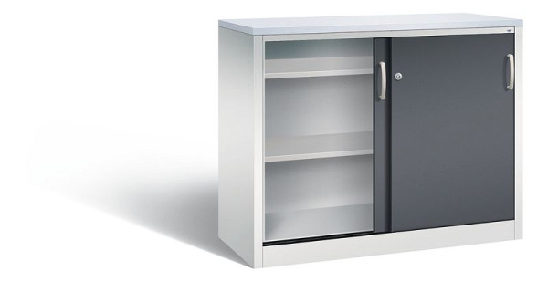 C+P dressoir met schuifdeuren Acurado, H1000xB1200xD500mm, kleur: lichtgrijs/zwartgrijs, beugelgreep, 2056-00 S10114