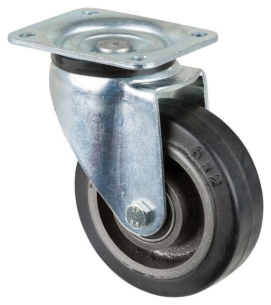 BS Rollen zwaarlastwiel, wielbreedte 50 mm, wiel-Ø 150 mm, draagvermogen 350 kg, zwarte elastische banden, gegoten wiellichaam, kogellagers, L600.B81.150