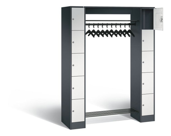 C+P open garderobe serie 8070, H1950xW1430xD480mm, kleur: zwartgrijs/lichtgrijs, 80710-00 S10029