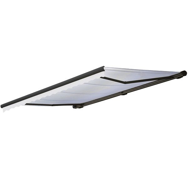 Mendler elektrische cassetteluifel T123, volledige cassette volant 4,5x3m, acryl creme, antraciet, 58267+58310+34305