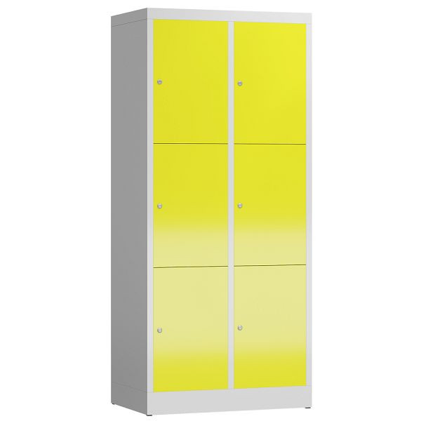 Lüllmann ClassiX lockerkast, 2 compartimenten met elk 3 compartimenten, 1800 x 800 x 500 mm, lichtgrijs/zinkgeel, X-523326