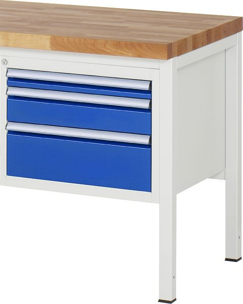 RAU onderbouwcontainer serie 7000, B580 x D650 x H440 mm, 3 x lade afmeting L 1xH60, 1xH120, 1xH180 mm, aan de bovenzijde open, 03-L2.1A.11