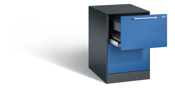 C+P hangarchiefkast Asisto, H710xB440xD600mm, kleur: zwartgrijs / gentiaanblauw, beugelgreep, 146275-211 S10013