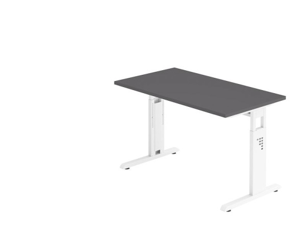Hammerbacher bureau C-poot 120x67cm grafiet/wit, 25 mm dik, 2 mm ABS rand. Rechthoekige vorm, VOS612/G/W