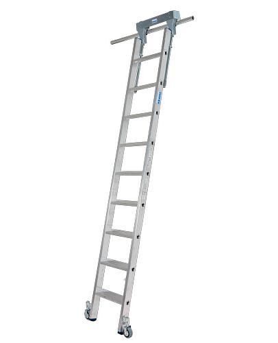 Krause trapladder, aluminium, verrijdbaar, met railsysteem, 9 treden, 257503
