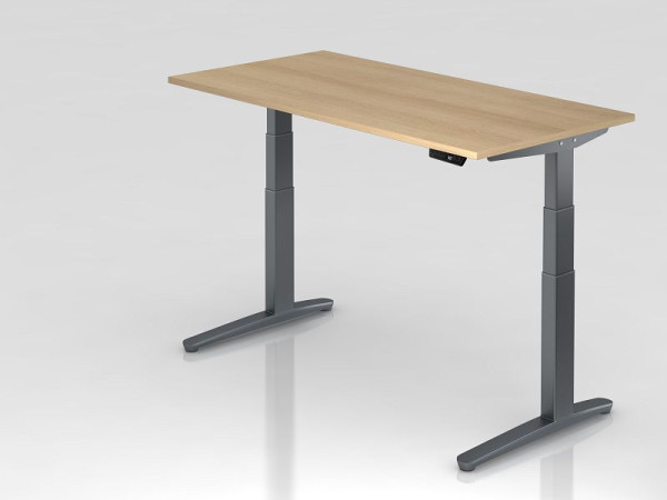 Hammerbacher elektrisch zit-sta bureau 160x80cm eiken/grafiet, rechthoekige vorm, VXBHM16/E/GG