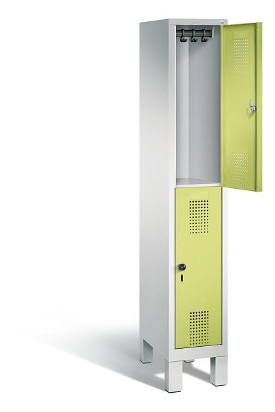 C+P locker dubbeldekker Evolo, H1850xB320xD500mm, kleur: lichtgrijs / virid groen, 48310-10 S10102
