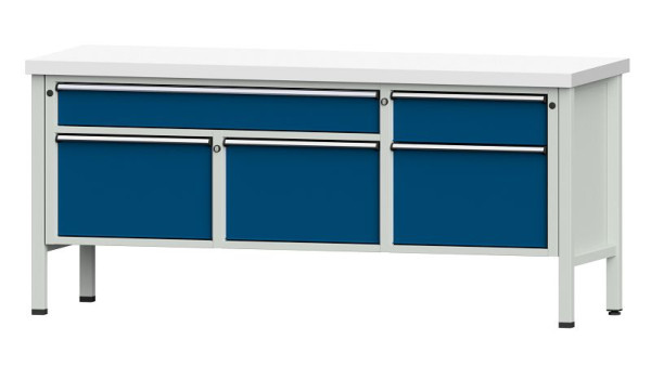 ANKE werkbanken kistwerkbank, model 280 V, 2000 x 700 x 900 mm, RAL 7035/5010, KSP 50 mm, 304.507