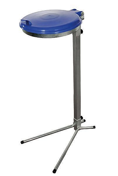 Renner vuilniszakkenstandaard 70-120 L, stationair, breedte 425 mm x diepte 525 mm x hoogte 985 mm, gegalvaniseerd, met blauwe kunststof deksel, 8005-12