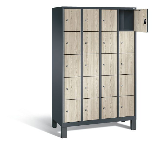 C+P lockerkast Evolo, H1850xB1190xD500mm, kleur: antracietgrijs / decor Sen-ash, 48010-405 S10247